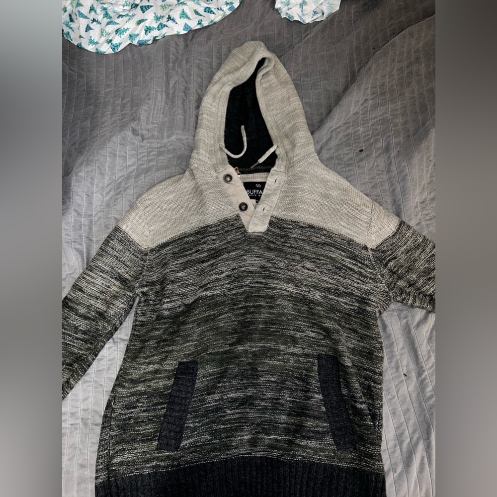 Lightly worn mens buffalo knit hoodie